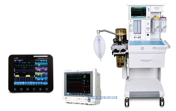 좌측부터 △멀티 파라미터 환축 감시기 △C50-V 환축 감시기 △AX-400 호흡 마취기